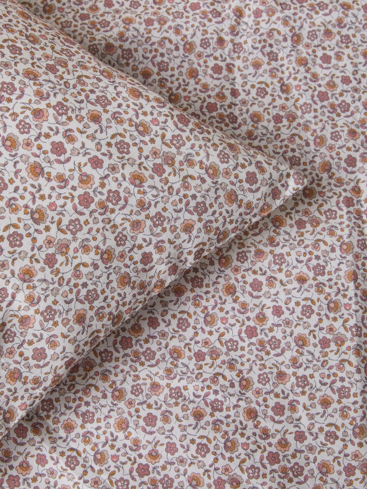 Fig Pink Floral 100% Cotton Printed Bedding Duvet Cover and Pillowcase Set - Image 7 of 7