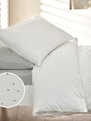 White Speckle Pattern 100% Cotton Printed Bedding Duvet Cover and Pillowcase Set - Image 1 of 8