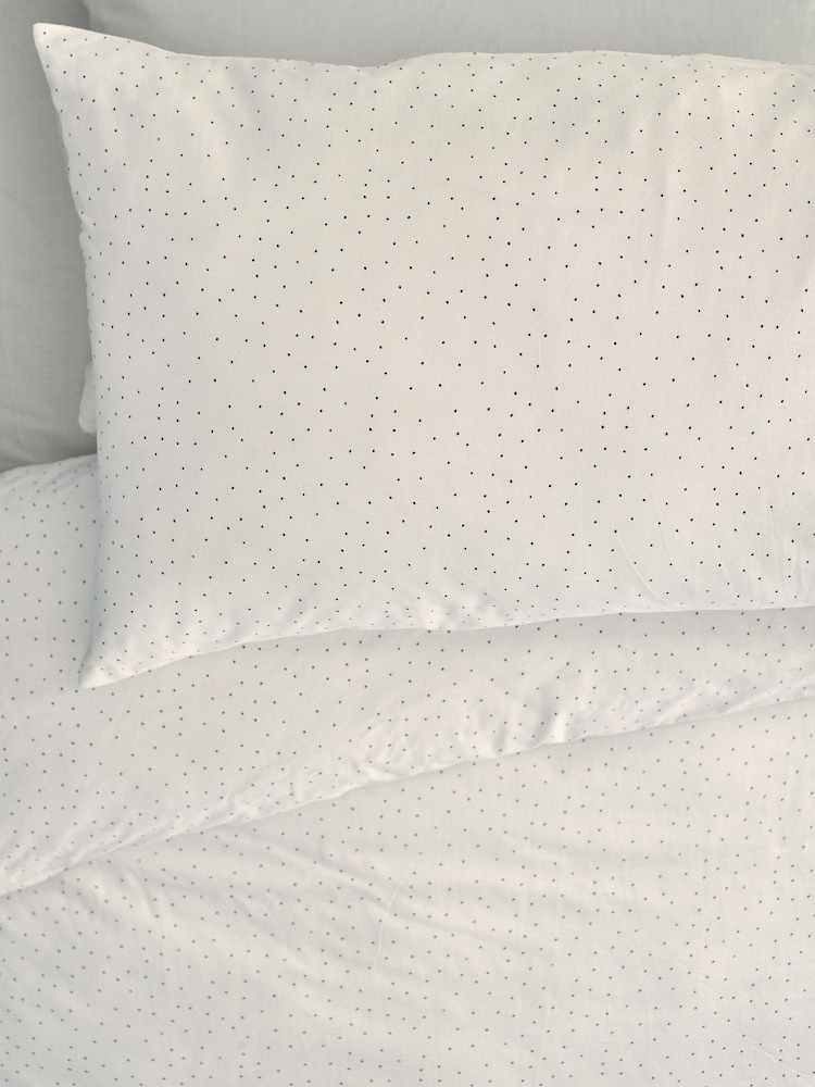 White Speckle Pattern 100% Cotton Printed Bedding Duvet Cover and Pillowcase Set - Image 2 of 8