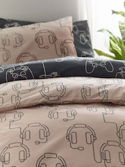 2 Pack Mono Beige Gamer Duvet Cover and Pillowcases Set - Image 5 of 13