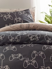 2 Pack Mono Beige Gamer Duvet Cover and Pillowcases Set - Image 6 of 13