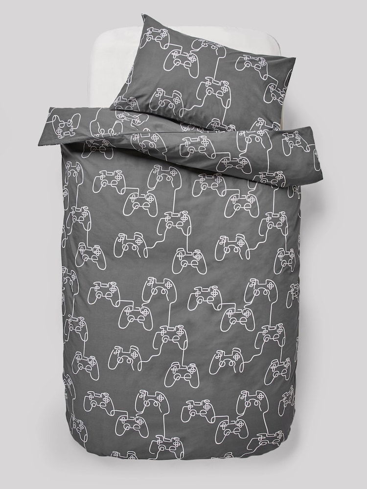 2 Pack Mono Beige Gamer Duvet Cover and Pillowcases Set - Image 9 of 13