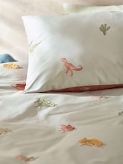 Sage Green Tassel Dinosaurs 100% Cotton Printed Bedding Duvet Cover and Pillowcase Set - Image 10 of 12