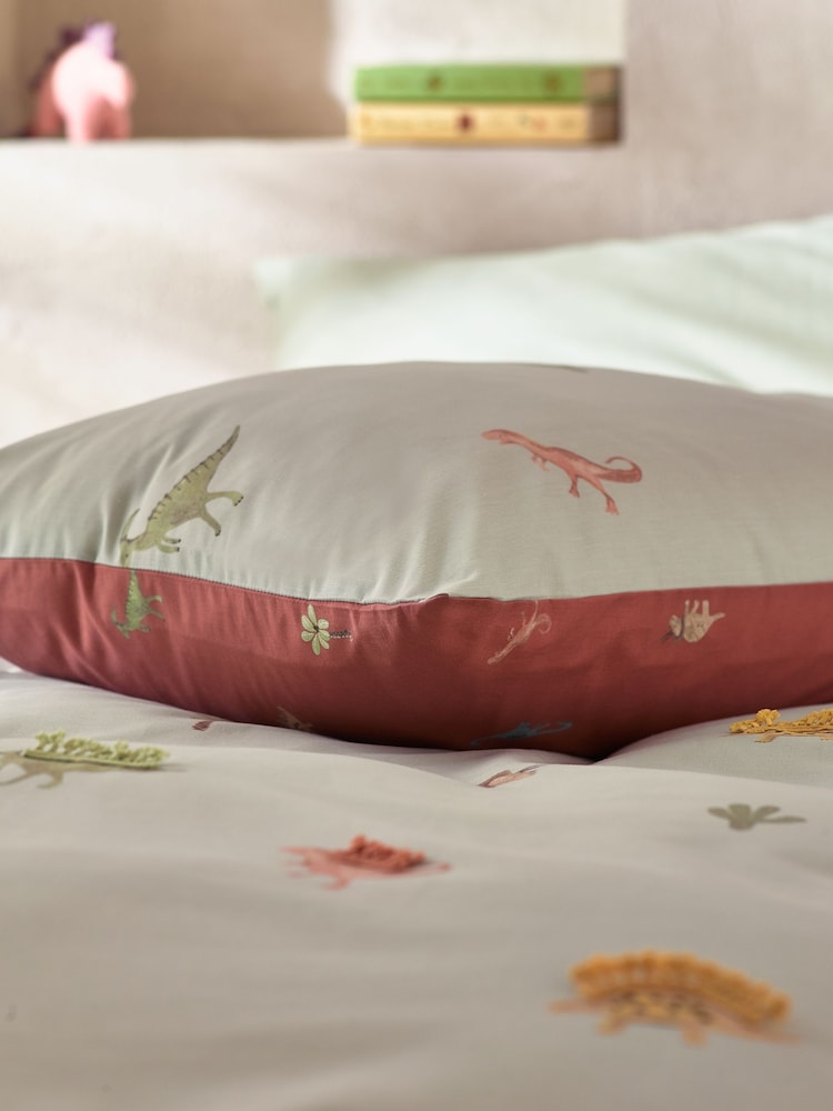 Sage Green Tassel Dinosaurs 100% Cotton Printed Bedding Duvet Cover and Pillowcase Set - Image 11 of 12