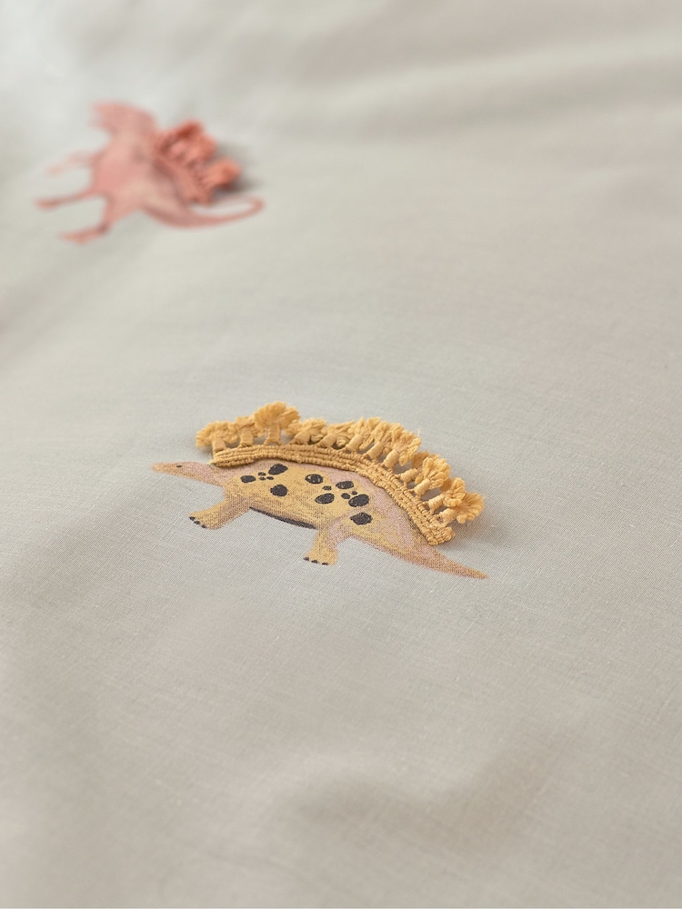 Sage Green Tassel Dinosaurs 100% Cotton Printed Bedding Duvet Cover and Pillowcase Set - Image 7 of 12