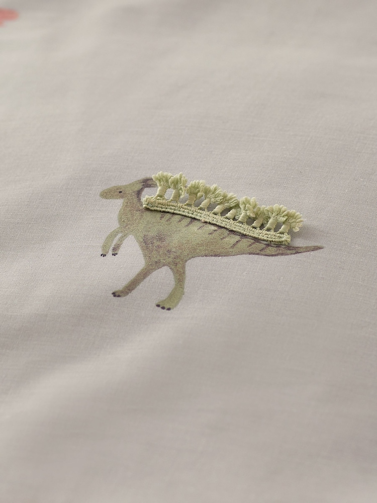 Sage Green Tassel Dinosaurs 100% Cotton Printed Bedding Duvet Cover and Pillowcase Set - Image 9 of 12