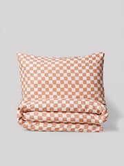 Sage/Rust Checkerboard 100% Cotton Printed Bedding Duvet Cover and Pillowcase Set - Image 9 of 9