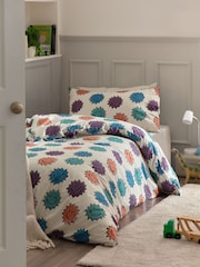 Natural Spikey Faces 100% Cotton Printed Bedding Duvet Cover and Pillowcase Set - Image 1 of 8
