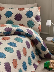 Natural Spikey Faces 100% Cotton Printed Bedding Duvet Cover and Pillowcase Set - Image 2 of 8