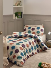Natural Spikey Faces 100% Cotton Printed Bedding Duvet Cover and Pillowcase Set - Image 5 of 8