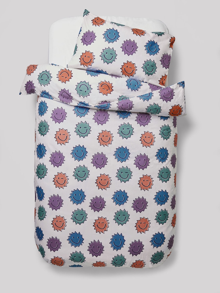 Natural Spikey Faces 100% Cotton Printed Bedding Duvet Cover and Pillowcase Set - Image 6 of 8