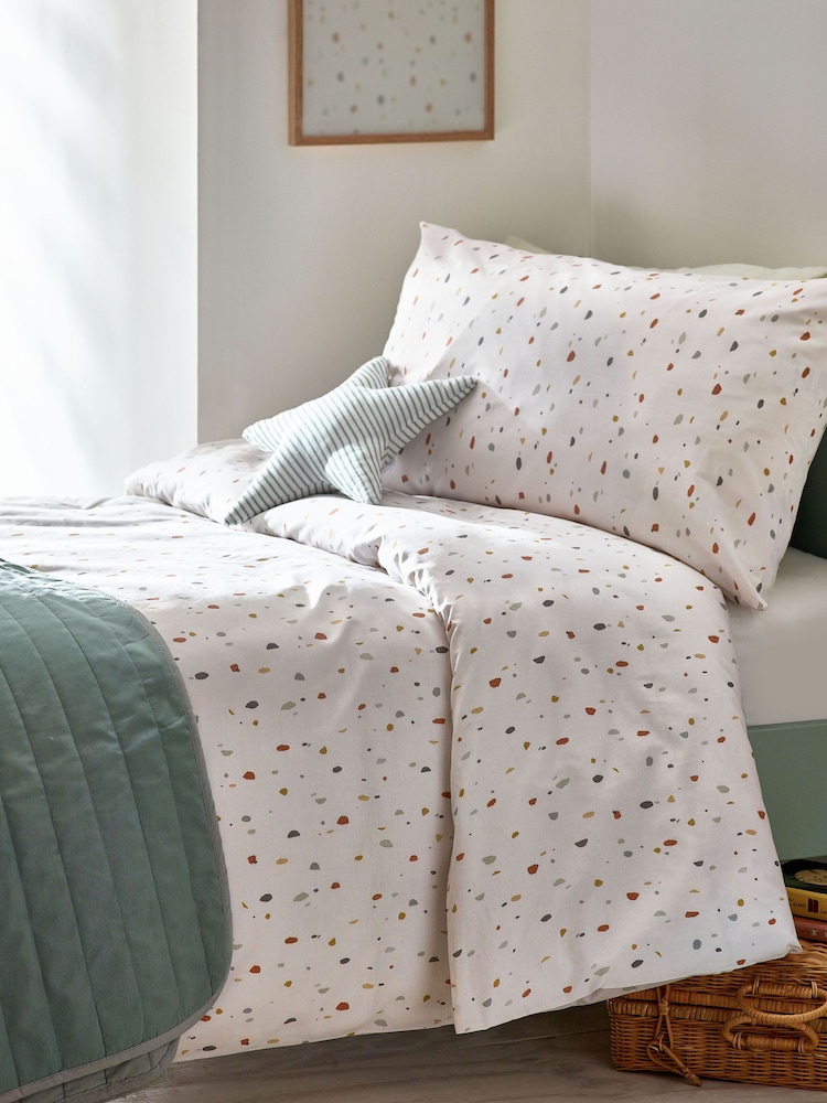 Natural Terrazzo Print Duvet Cover and Pillowcase Set - Image 1 of 6
