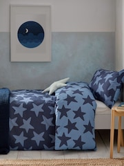Navy Stars 100% Cotton Printed Bedding Duvet Cover and Pillowcase Set - Image 2 of 10