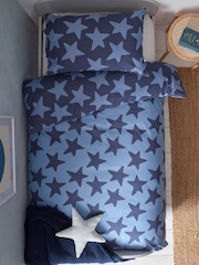 Navy Stars 100% Cotton Printed Bedding Duvet Cover and Pillowcase Set - Image 6 of 10