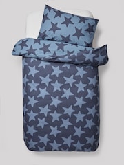Navy Stars 100% Cotton Printed Bedding Duvet Cover and Pillowcase Set - Image 8 of 10