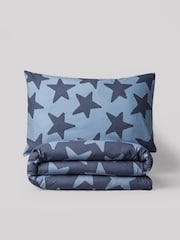 Navy Stars 100% Cotton Printed Bedding Duvet Cover and Pillowcase Set - Image 9 of 10