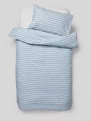 Teal Blue Stripes 100% Cotton Printed Bedding Duvet Cover and Pillowcase Set - Image 5 of 7