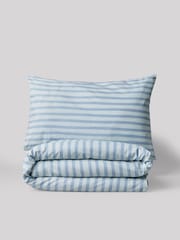 Teal Blue Stripes 100% Cotton Printed Bedding Duvet Cover and Pillowcase Set - Image 6 of 7