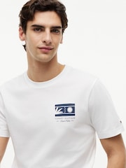 Tommy Hilfiger White Logo Graphic Jersey Crew Neck T-Shirt - Image 4 of 5