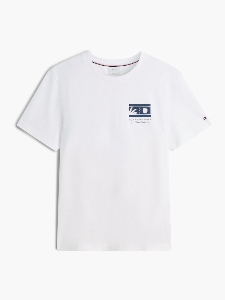 Tommy Hilfiger White Logo Graphic Jersey Crew Neck T-Shirt - Image 5 of 5 Tommy Hilfiger White Logo Graphic Jersey Crew Neck T-Shirt - Image 5 of 5