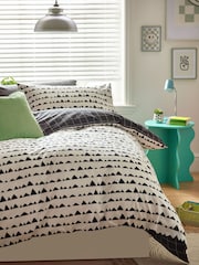 Monochrome 100% Cotton Printed Bedding Duvet Cover and Pillowcase Set - Image 1 of 10