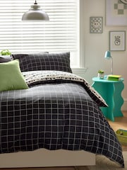 Monochrome 100% Cotton Printed Bedding Duvet Cover and Pillowcase Set - Image 2 of 10