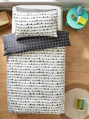 Monochrome 100% Cotton Printed Bedding Duvet Cover and Pillowcase Set - Image 5 of 10