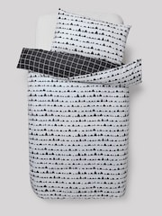 Monochrome 100% Cotton Printed Bedding Duvet Cover and Pillowcase Set - Image 8 of 10