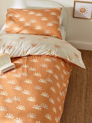 Rust Orange Sun 100% Cotton Printed Bedding Duvet Cover and Pillowcase Set - Image 2 of 11