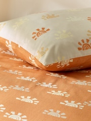 Rust Orange Sun 100% Cotton Printed Bedding Duvet Cover and Pillowcase Set - Image 3 of 11