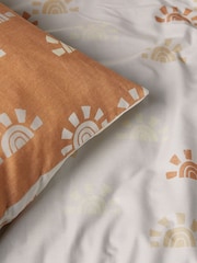 Rust Orange Sun 100% Cotton Printed Bedding Duvet Cover and Pillowcase Set - Image 4 of 11