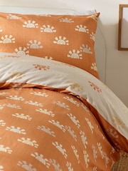 Rust Orange Sun 100% Cotton Printed Bedding Duvet Cover and Pillowcase Set - Image 8 of 11