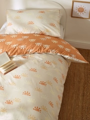 Rust Orange Sun 100% Cotton Printed Bedding Duvet Cover and Pillowcase Set - Image 9 of 11