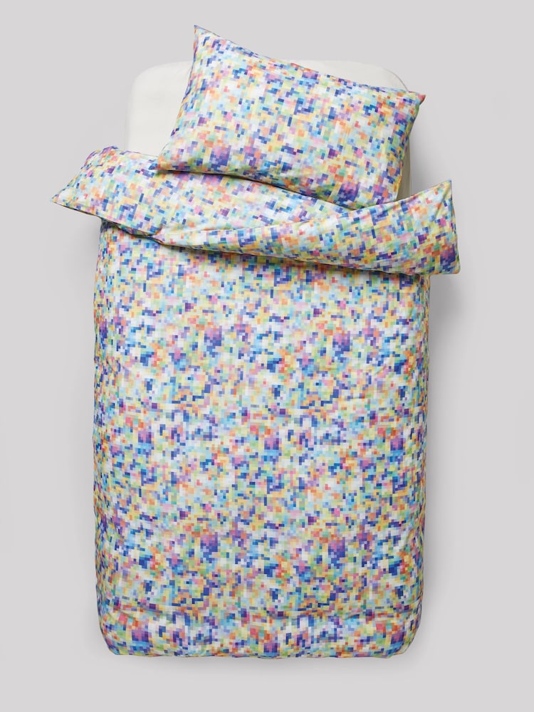 Multi Pixel Pattern 100% Cotton Printed Bedding Duvet Cover and Pillowcase Set - Image 6 of 6