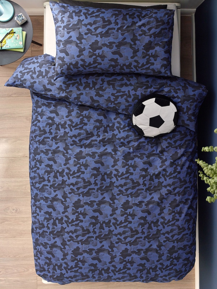 Navy Blue Camoflauge 100% Cotton Printed Bedding Duvet Cover and Pillowcase Set - Image 3 of 7