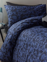 Navy Blue Camoflauge 100% Cotton Printed Bedding Duvet Cover and Pillowcase Set - Image 4 of 7