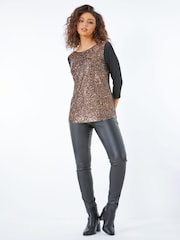 Roman Gold Petite Sequin Front Jersey Top - Image 1 of 5