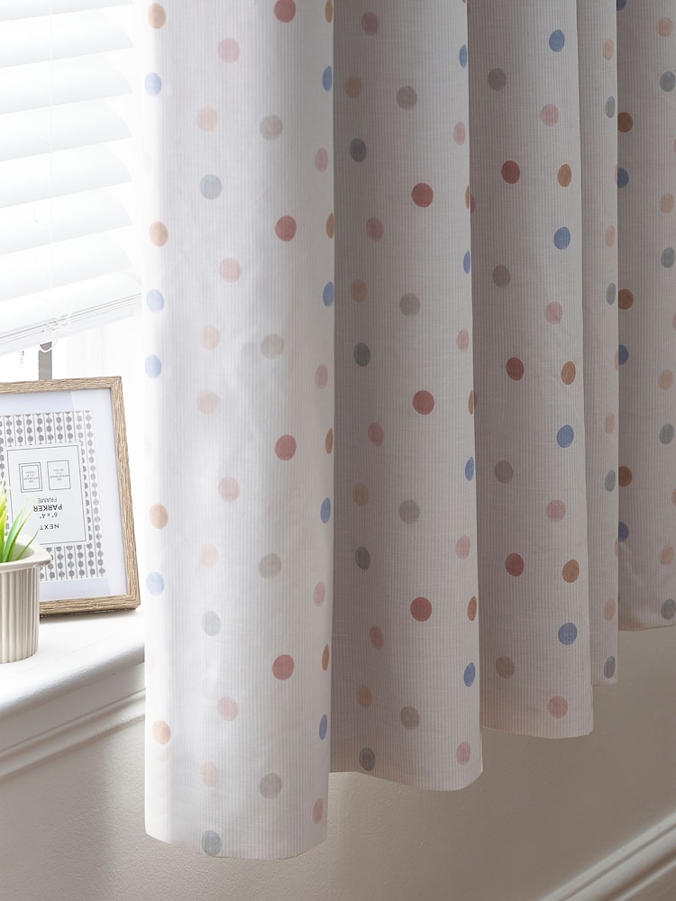 Pink Scandi Spot Eyelet Blackout Curtains - Image 4 of 6