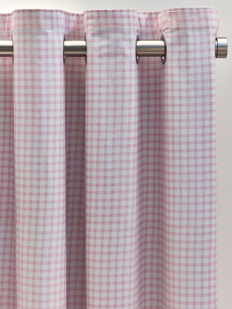 Pink Gingham Eyelet Blackout Curtains - Image 3 of 5