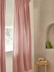 Pink 100% Cotton Crinkle Pencil Pleat Curtains - Image 1 of 5