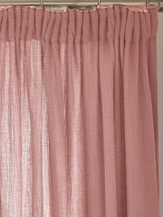 Pink 100% Cotton Crinkle Pencil Pleat Curtains - Image 2 of 5