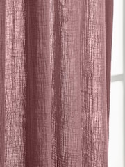 Pink 100% Cotton Crinkle Pencil Pleat Curtains - Image 3 of 5