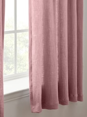 Pink 100% Cotton Crinkle Pencil Pleat Curtains - Image 4 of 5