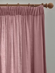 Pink 100% Cotton Crinkle Pencil Pleat Curtains - Image 5 of 5