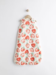 White/Strawberry 0.5 Tog Baby 100% Cotton Sleep Bag - Image 1 of 11