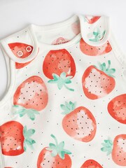 White/Strawberry 0.5 Tog Baby 100% Cotton Sleep Bag - Image 10 of 11