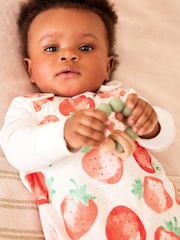 White/Strawberry 0.5 Tog Baby 100% Cotton Sleep Bag - Image 7 of 11