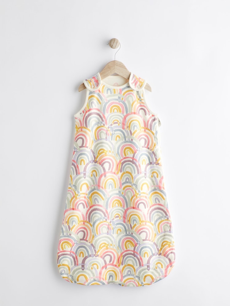 White Rainbow Print 1 Tog  Baby 100% Cotton Sleep Bag - Image 1 of 10