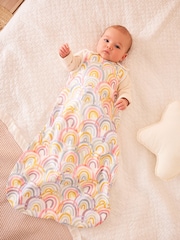 White Rainbow Print 1 Tog  Baby 100% Cotton Sleep Bag - Image 5 of 10