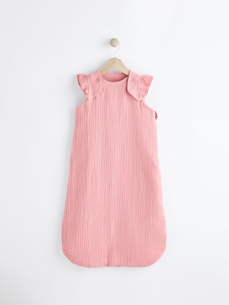 Pink Muslin 1 Tog Baby 100% Cotton Sleep Bag - Image 1 of 11